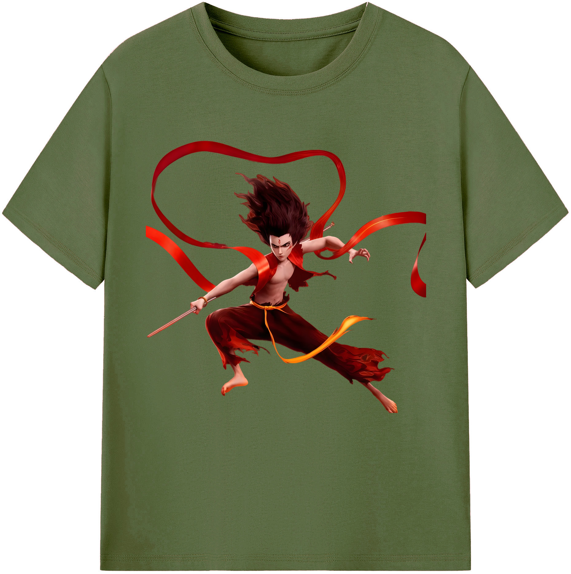 （画像用） Ne Zha 2 ナタ 魔童の大暴れ 綿100％半袖Tシャツ（フロントプリント）